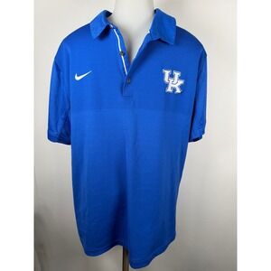 Nike Kentucky Wildcats Dri-FIT Polo Shirt Mens Large Blue Short Sleeve UK Logo